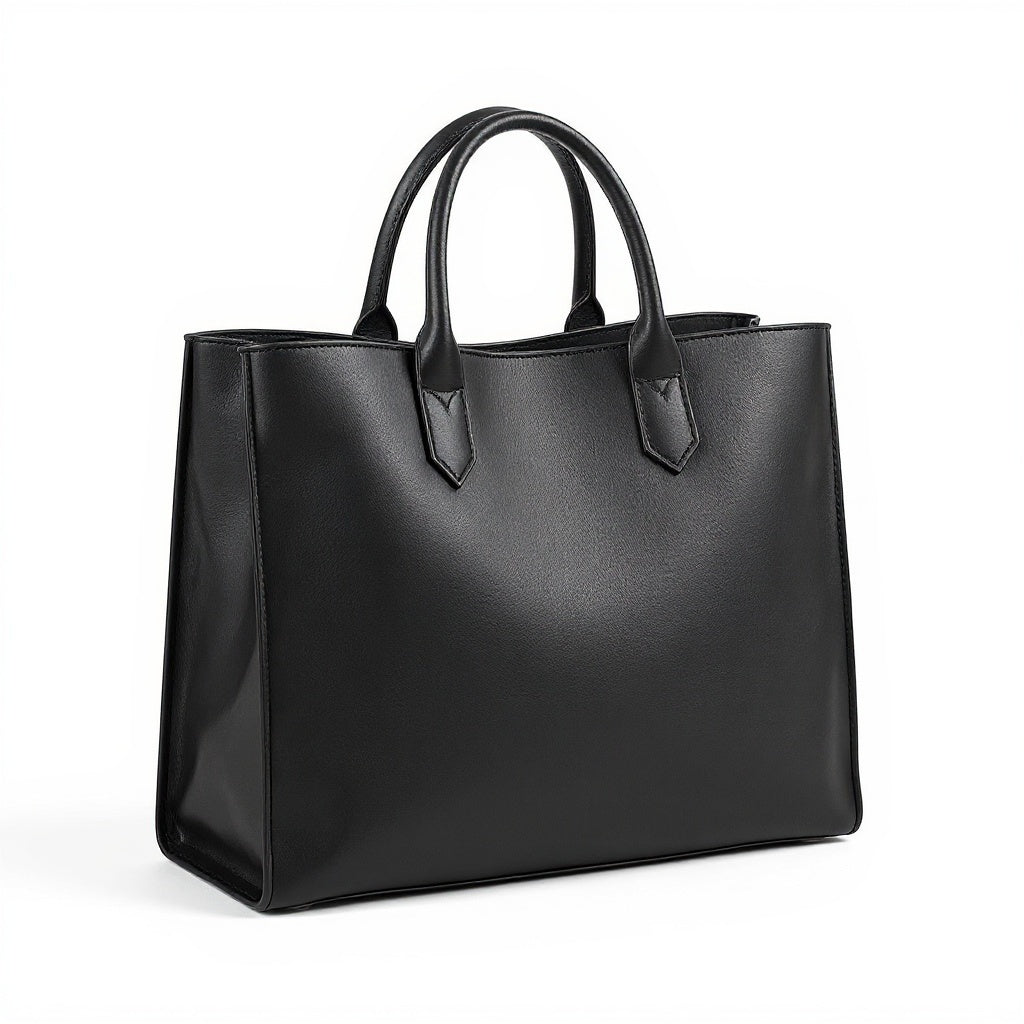 Italian Leather Tote Bag – 16 x 12 Inches, Smooth Finish, Black - View 3
