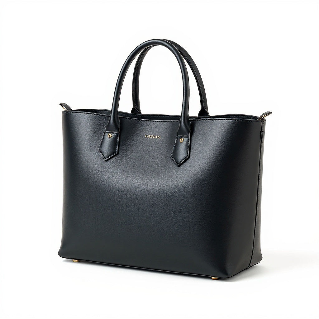 Italian Leather Tote Bag – 15L Capacity, Structured Design, Black - View 3
