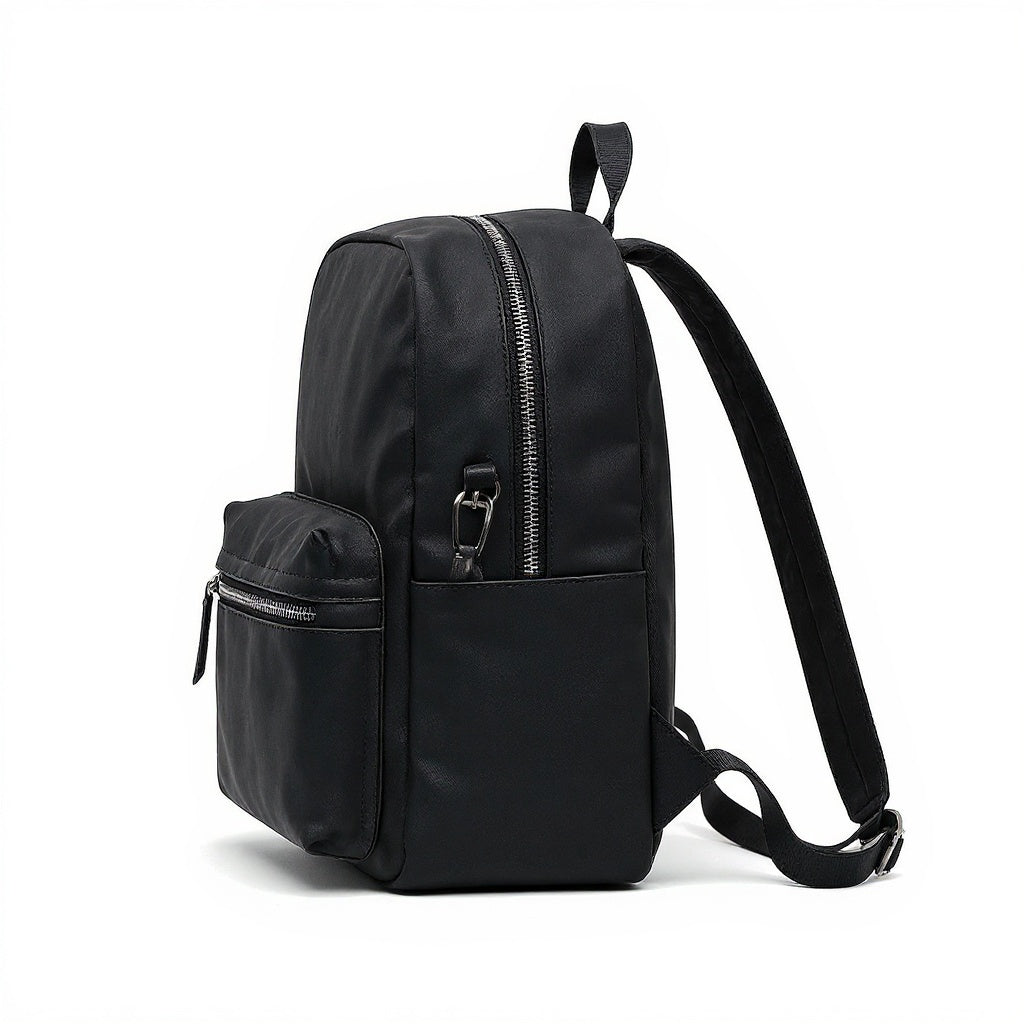 Nylon Convertible Crossbody Backpack – 20L Capacity, Vegan Leather Accents, Black - View 3
