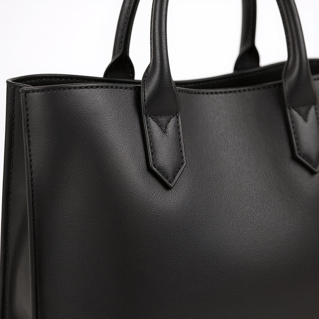 Italian Leather Tote Bag – 16 x 12 Inches, Smooth Finish, Black - View 2