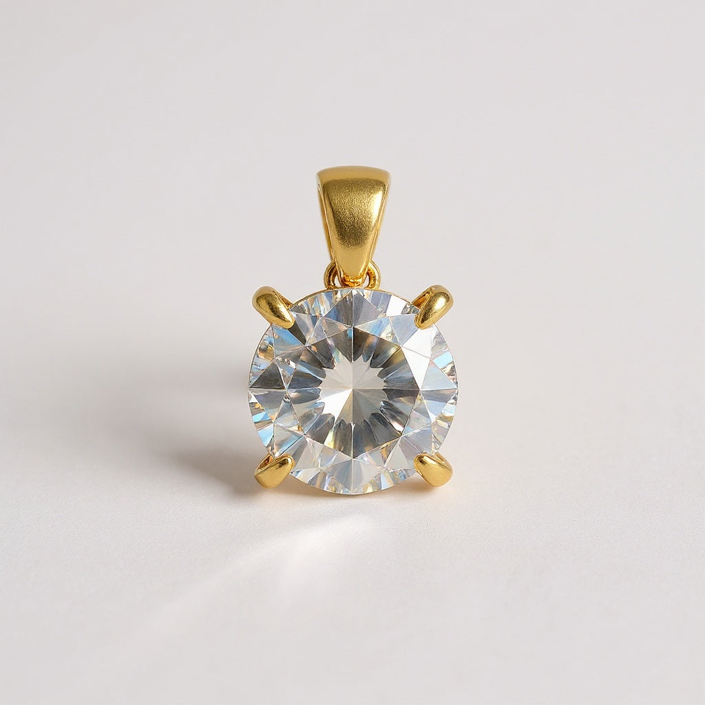 14K Gold Diamond Pendant Necklace – Solitaire, 0.25 Carat, Delicate - View 2