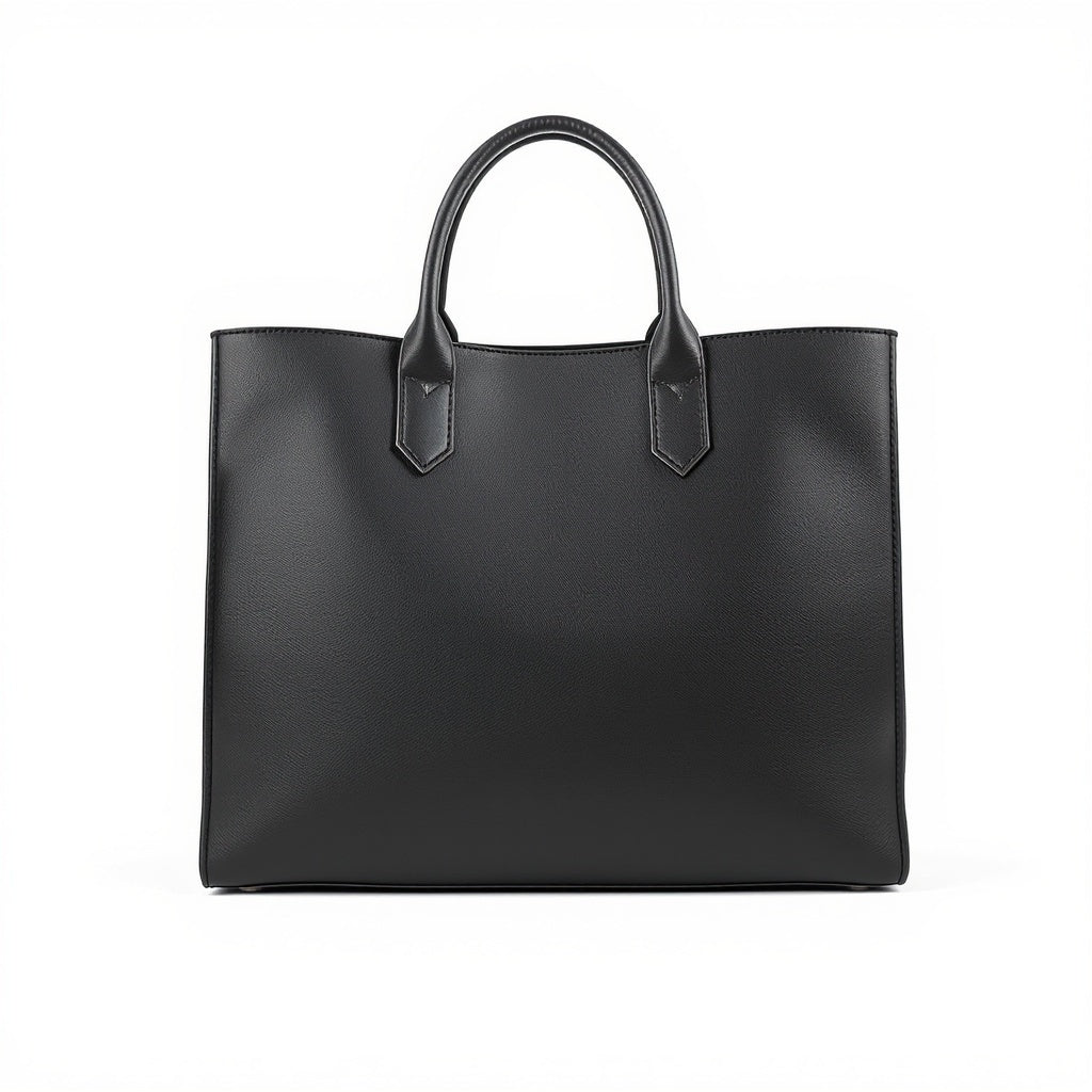 Italian Leather Tote Bag – 16 x 12 Inches, Smooth Finish, Black - View 1