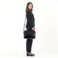 Leather Top Handle Satchel – Medium Capacity, Structured Design, Black - View 1
