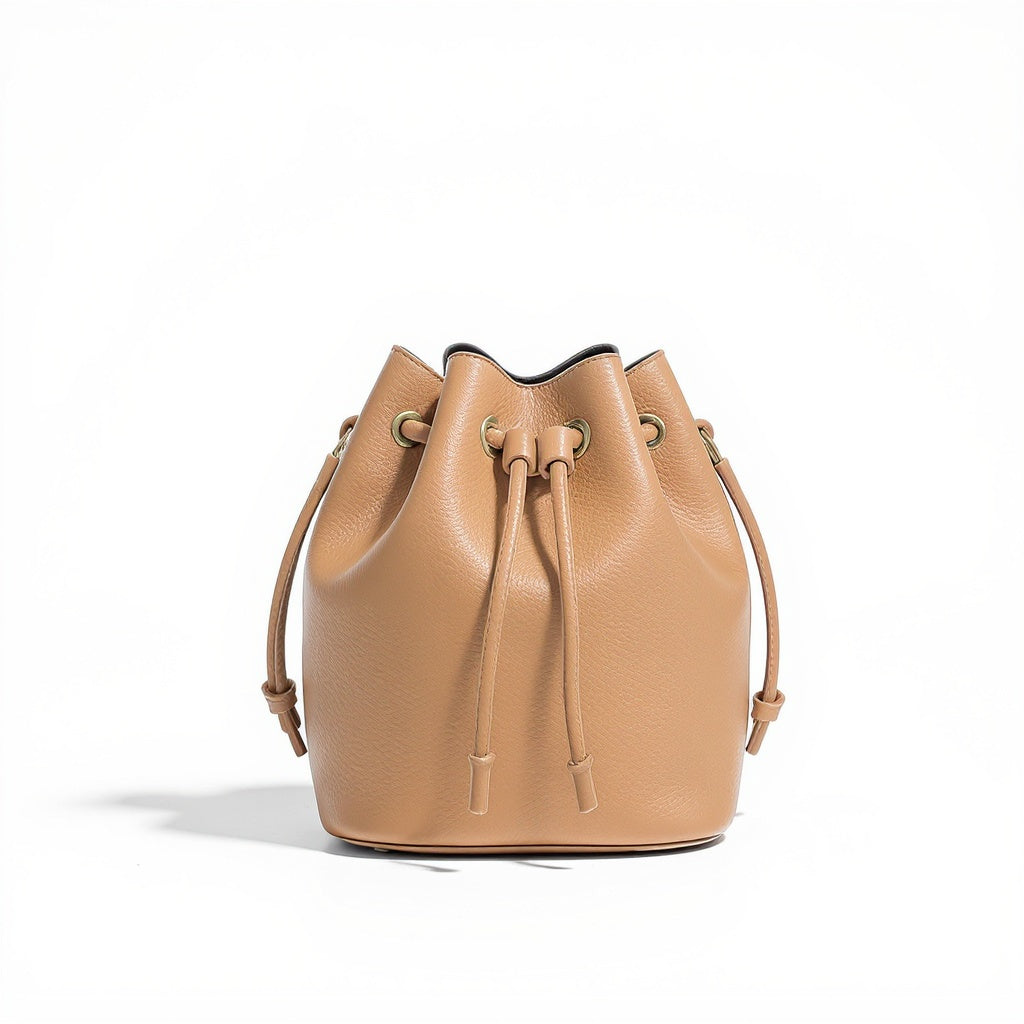 Vegan Leather Mini Bucket Bag – Drawstring Closure, Compact, Minimalist - View 1