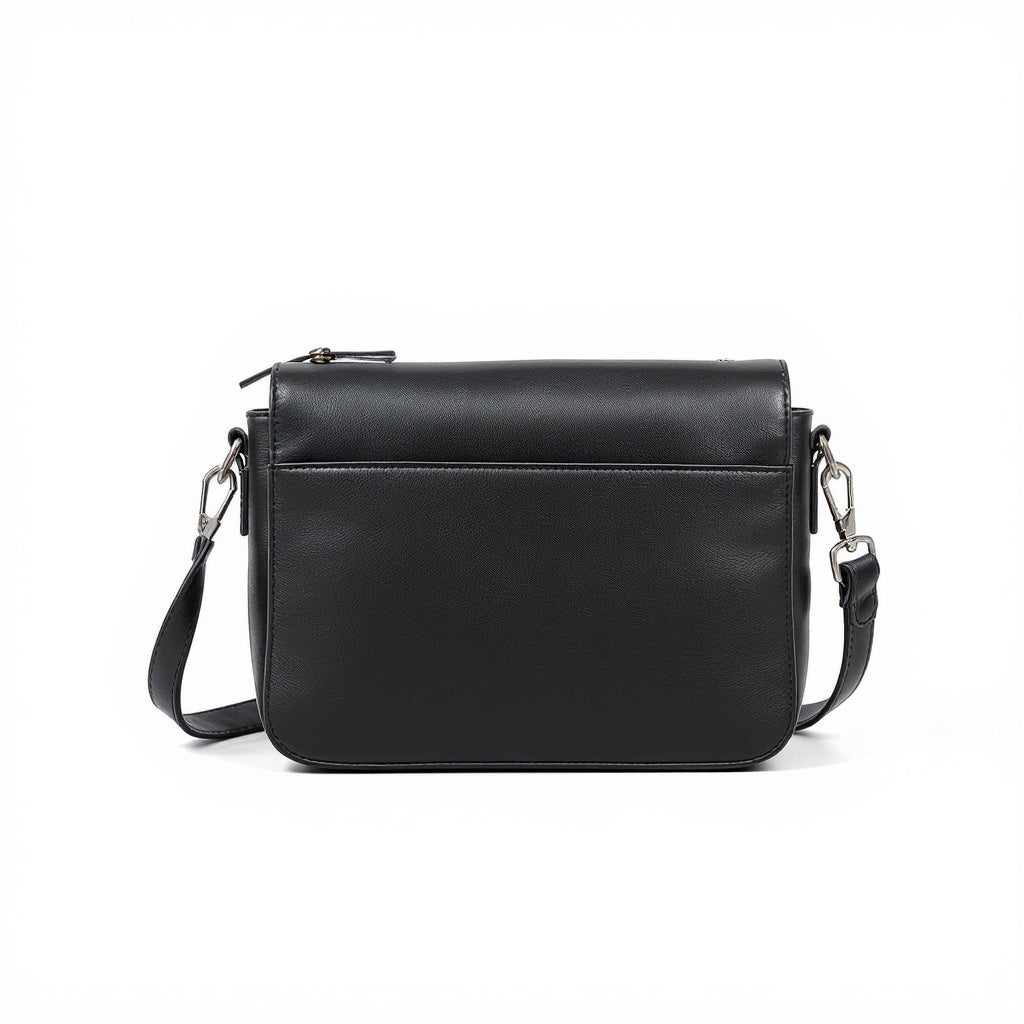 Leather Crossbody Bag – 9x6x3 Inches, Adjustable Strap, Black - View 1