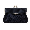 Satin Embroidered Clutch – 9 x 5 Inches, Reinforced Stitching, Black - View 1