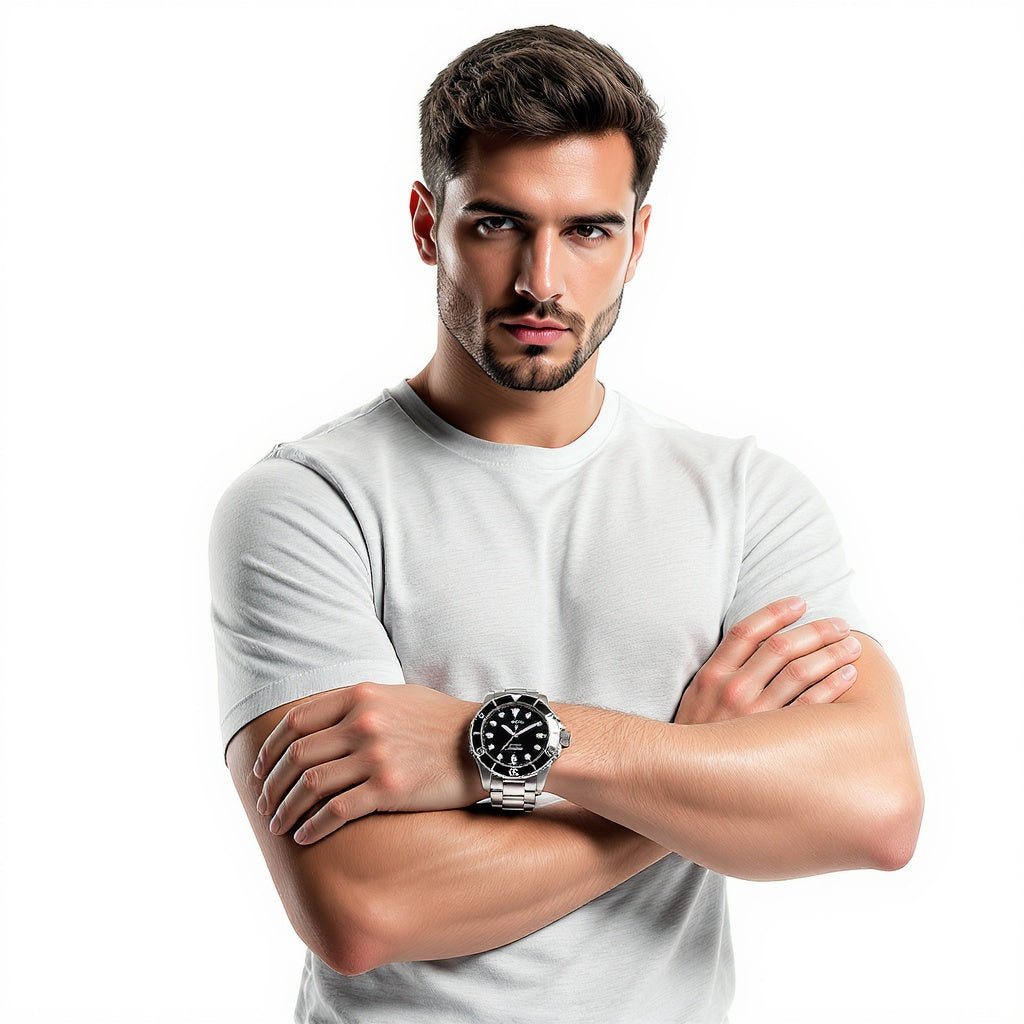Stainless Steel Automatic Diver Watch – 42mm, Black, Professional - View 1