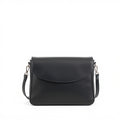 Leather Shoulder Bag – Medium, Retro Style, Black - View 1
