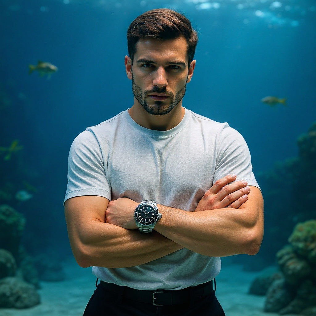 Stainless Steel Automatic Diver Watch – 42mm, Black, Professional - View 4