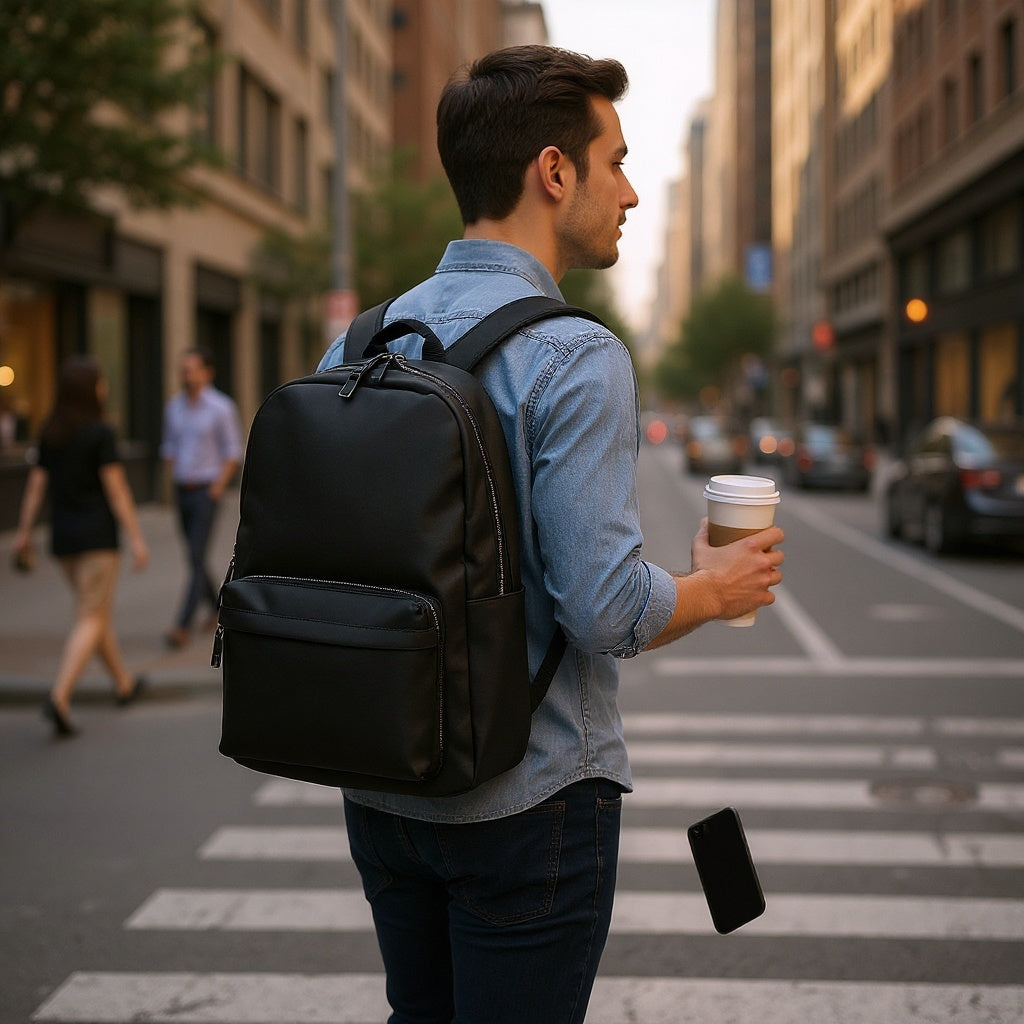 Polyester Convertible Crossbody Backpack – 10L, Adjustable Straps, Black - View 4